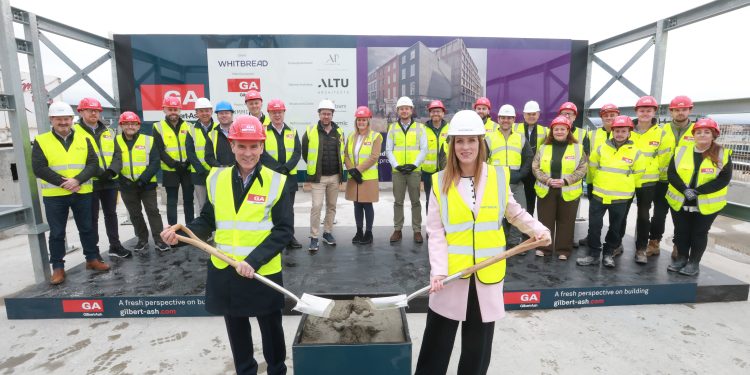 Gilbert-Ash and Whitbread celebrate a double topping out in Dublin City Centre